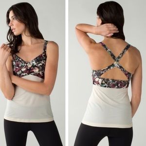 Lululemon Wrap it Up Tank, Cream Pink Butterfly